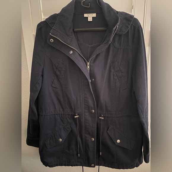 Style & Co Blue Twill Jacket Hooded Coat - Picture 4 of 6